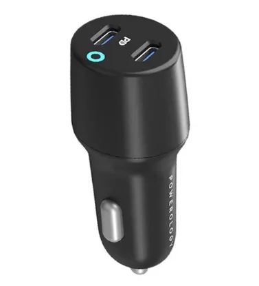 تصویر  شارژر فندکی 45W فست و PD دو پورت پاورلوژی مدل PCCSR006