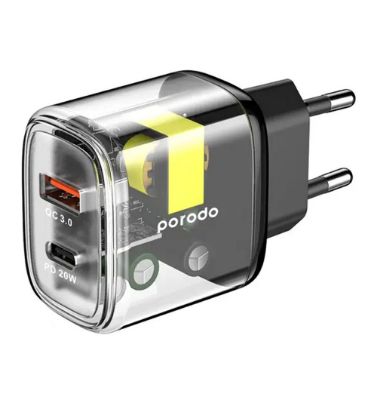 تصویر  شارژر دیواری 20W  فست و PD دو پورت پرودو مدل PD-T20WACEU