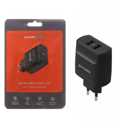 تصویر  شارژر دیواری 12W فست دو پورت پرودو مدل PB-C12WEU