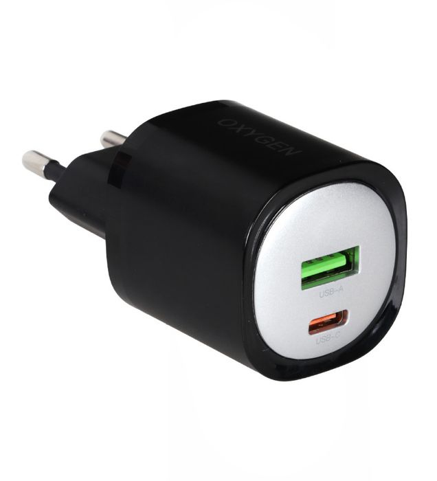 تصویر  شارژر دیواری 30W فست دو پورت اکسیژن مدل CH-11 به همراه کابل شارژ Type-C به Type-C