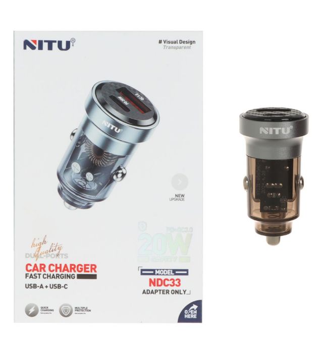 تصویر  شارژر فندکی 20W فست و PD دو پورت نیتو مدل NDC33