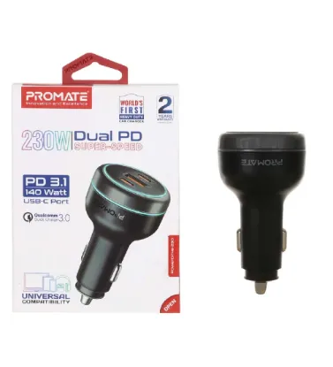 تصویر  شارژر فندکی فست و PD سه پورت پرومیت مدل PowerDrive-230 230W