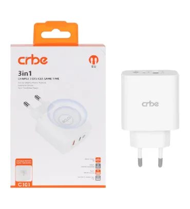 تصویر  شارژر دیواری کربی فست و PD دو پورت مدل C101 (با قابلیت شارژ اپل واچ)