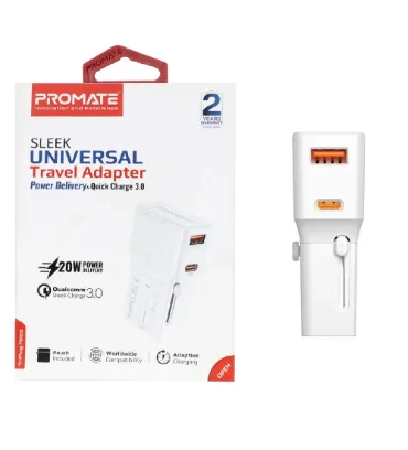 تصویر  شارژر دیواری پرومیت 20 وات مدل TriPlug-PD20