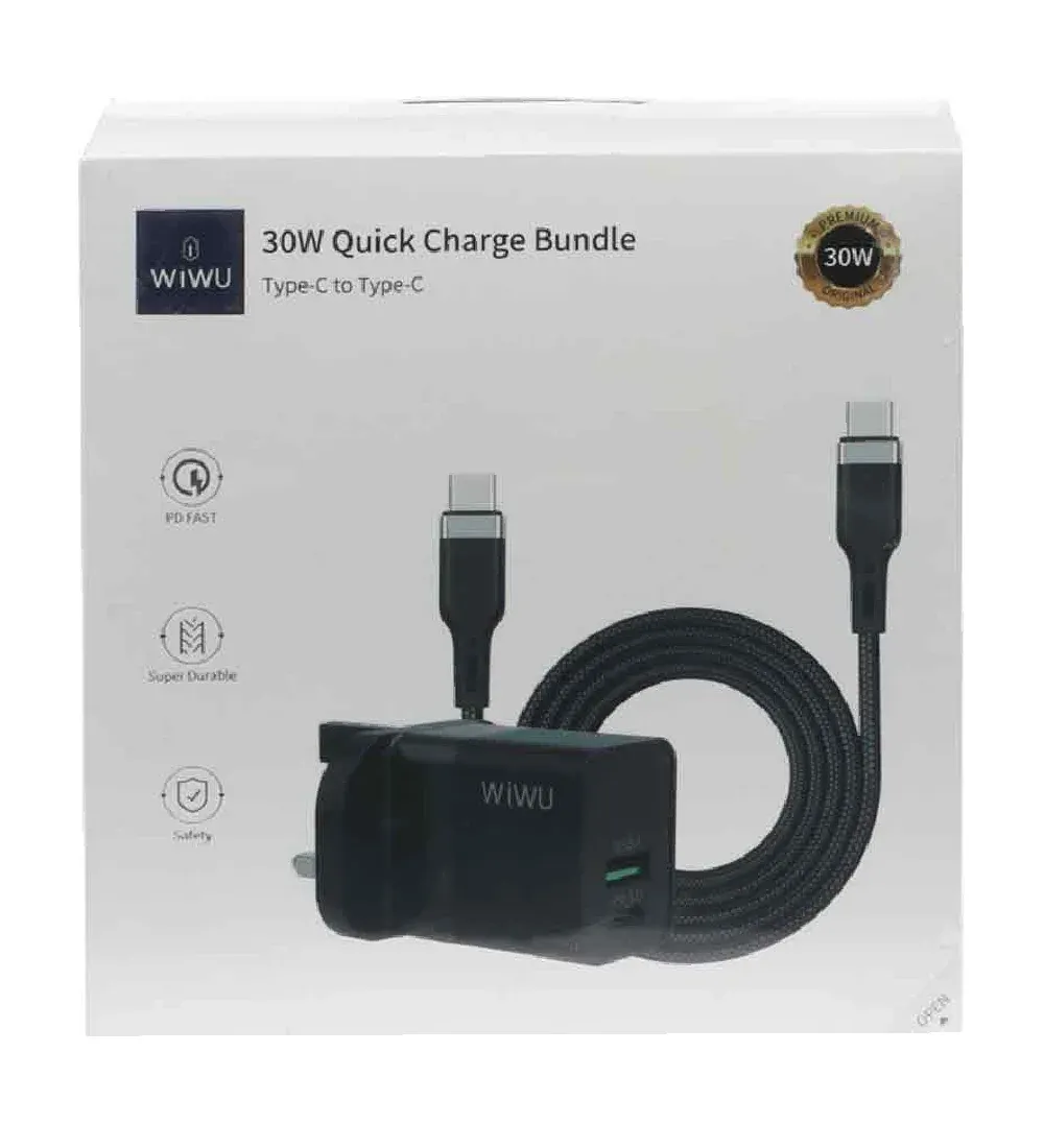 تصویر  شارژر دیواری ویوو 30 وات مدل QCBTCTC به همراه کابل شارژ Type-C