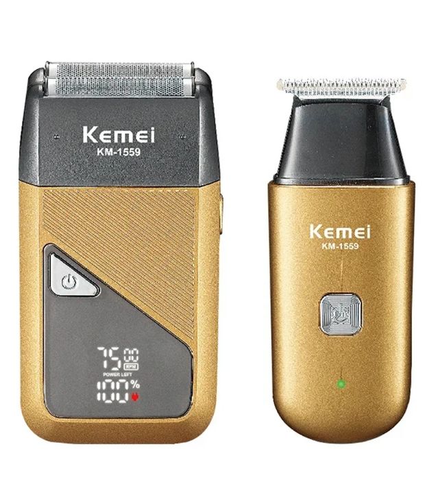 تصویر  ماشین اصلاح سر و صورت شارژی کیمی مدل km-1559 مجموعه دو عددی