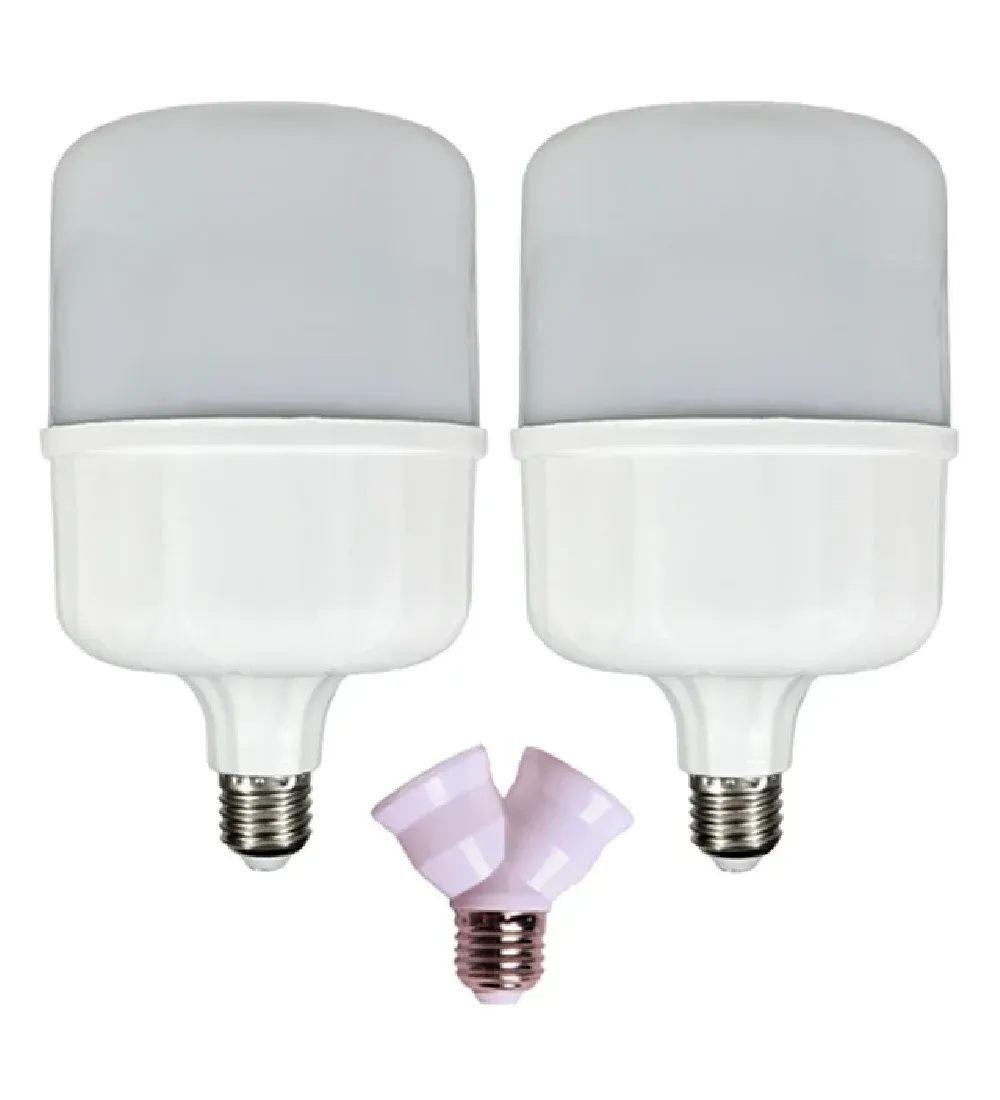 تصویر  لامپ ال ای دی 50 وات چیپصام مدل استوانه‌ای پایه E27 بسته 2 عددی به همراه تبدیل سرپیچ