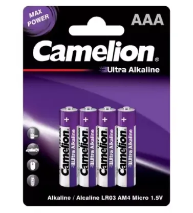 تصویر  باتری نیم قلمی کملیون مدلUltra Alkaline LR03-BP4UT بسته 4 عددی
