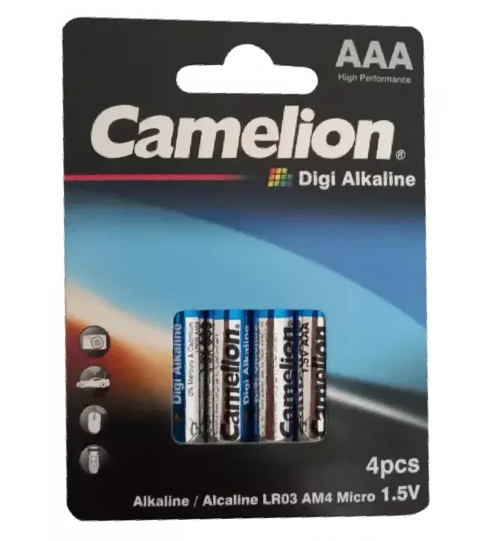 تصویر  باتری نیم قلمی کملیون مدل Digi Alkaline LR03-PP4DG بسته 4 عددی