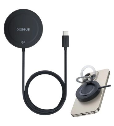 شارژر بی سیم 15Wباسئوس مدل Simple Mini 4 Magnetic Wireless Charging Stand Qi2