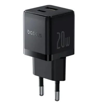 تصویر شارژر دیواری 20W باسئوس دو پورت مدل Palm Fast Charger C+U 20W EU