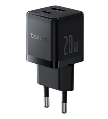 تصویر  شارژر دیواری 20W باسئوس دو پورت مدل Palm Fast Charger C+U 20W EU