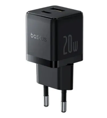تصویر  شارژر دیواری 20W باسئوس دو پورت مدل Palm Fast Charger C+U 20W EU