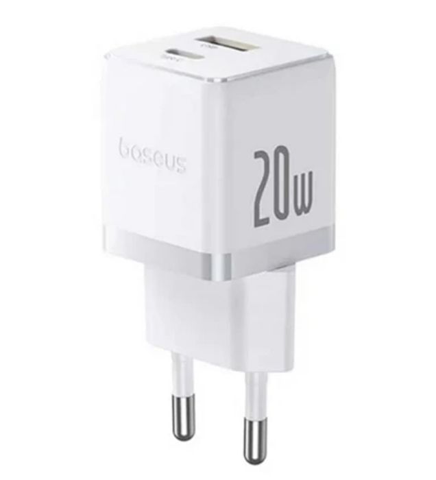 تصویر  شارژر دیواری 20W باسئوس دو پورت مدل Palm Fast Charger C+U 20W EU