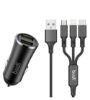 تصویر  شارژر فندکی 12W بودی مدل CC627T3B با 2 خروجی USB به همراه کابل USB-C