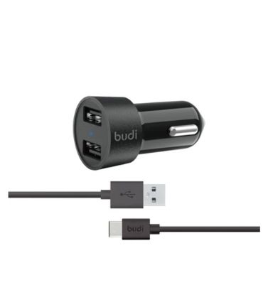 تصویر  شارژر فندکی 24W بودی مدل M8J622TB با 2 خروجی USB به همراه کابل USB به USB-C