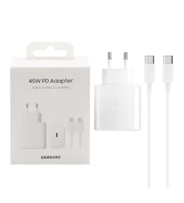 شارژر دیواری سامسونگ 45 وات مدل EP-TA845 به همراه کابل تبدیل USB-C