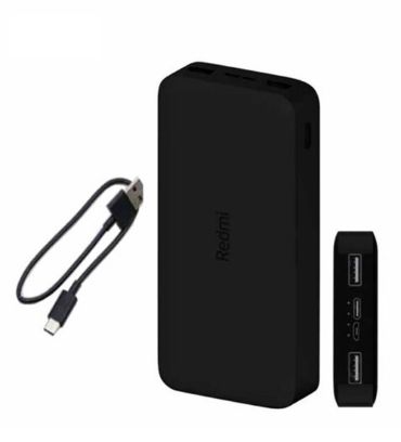 پاوربانک شیائومی مدل Redmi ظرفیت 20000 میلی آمپر ساعت به همراه کابل تبدیل USB به microUSB