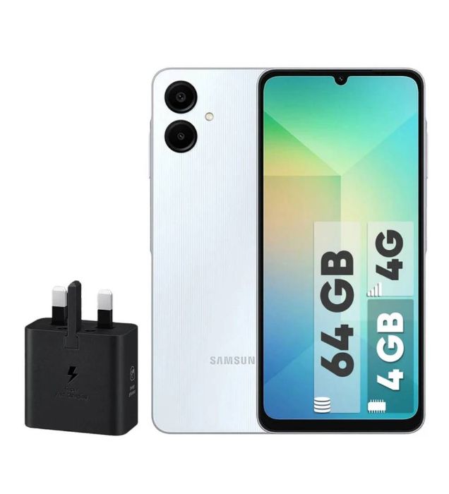 تصویر  گوشی موبایل سامسونگ مدل گلکسی A06 4G ظرفیت 128 گیگابایت رم 6 گیگابایت به همراه شارژر 25 وات سامسونگ