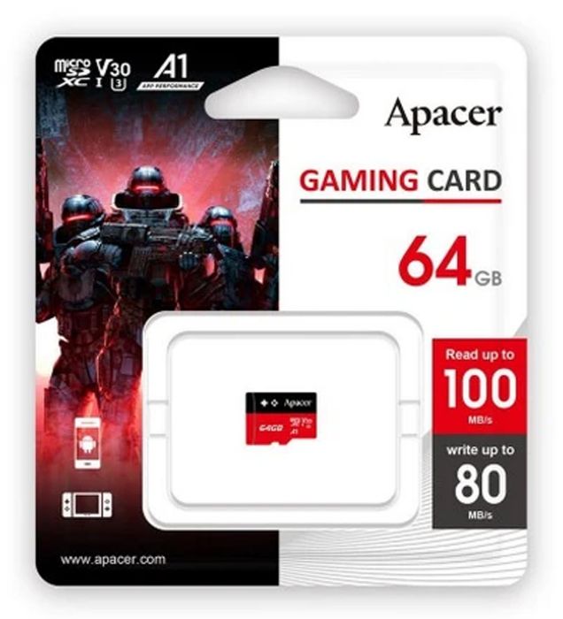 تصویر  کارت حافظه میکرو اس دی اپیسر مدل MicroSD XC CL10 U3 Gaming Card UHS l V30 A1 W/0 ظرفیت 64 گیگابایت