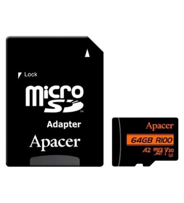تصویر  کارت حافظه میکرو اس دی اپیسر مدل MicroSD XC CL10 U3 UHS l V30 A2 W/1 100/80 به همراه آداپتور ظرفیت 64 گیگابایت