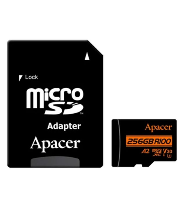 تصویر  کارت حافظه میکرو اس دی اپیسر مدل MicroSD XC CL10 U3 UHS l V30 A2 W/1 100/80 به همراه آداپتور ظرفیت 256 گیگابایت