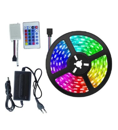 تصویر  ریسه ال ای دی مدل پکیج گیمینگ 16 رنگ کد RGB 12v طول 5 متر