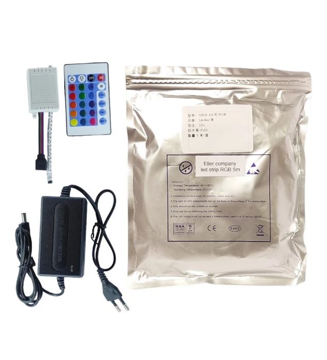 تصویر  ریسه ال ای دی مدل پکیج گیمینگ 16 رنگ کد RGB 12v طول 5 متر