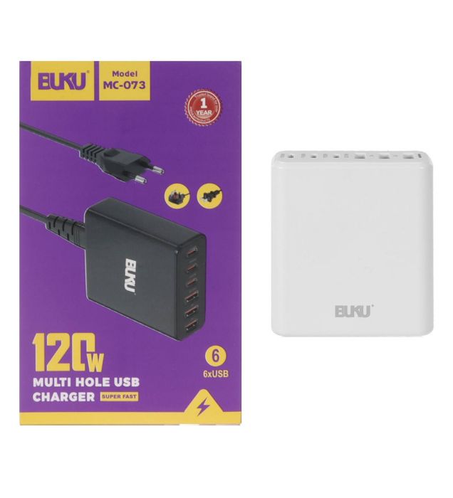 تصویر  شارژر رومیزی 6 پورت 120W بوکو مدل MC-073