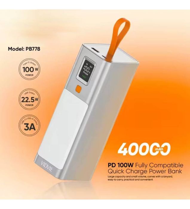 تصویر  پاوربانک ویدوی مدل PB778 ظرفیت 40000 میلی آمپر ساعت