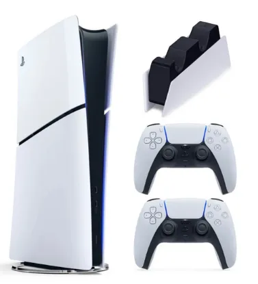 تصویر  پلی استیشن 5 اسلیم دیجیتال ریجن اروپا 2016 به همراه یک دسته اضافه و یک پایه شارژر ظرفیت 1 ترابایت