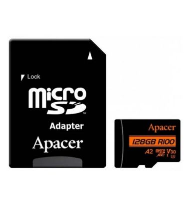 تصویر  کارت حافظه میکرو اس دی اپیسر مدل MicroSD XC CL10 U3 UHS l V30 A2 W/1 100/80 به همراه آداپتور ظرفیت 128 گیگابایت