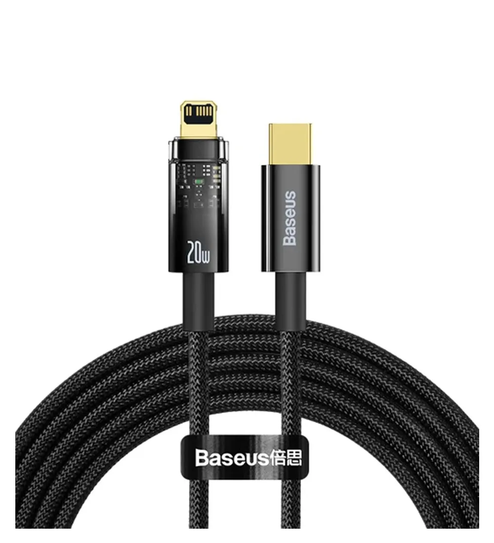 تصویر  کابل شارژ 20W فست تایپ سی به لایتنینگ باسئوس مدل Explorer Series Auto Power-Off طول 1 متر