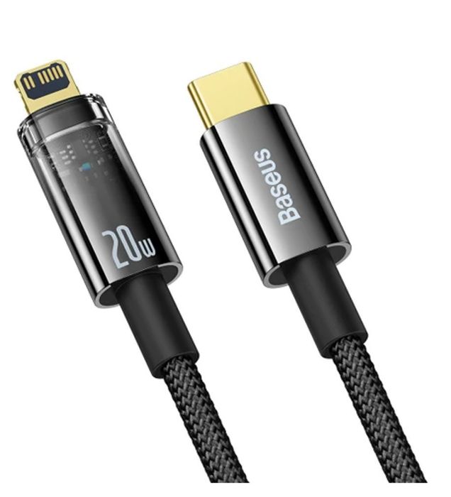 تصویر  کابل شارژ 20W فست تایپ سی به لایتنینگ باسئوس مدل Explorer Series Auto Power-Off طول 1 متر