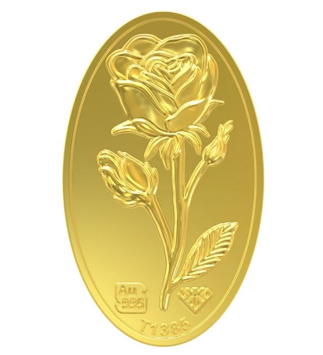 تصویر  شمش طلا 24 عیار 0.6 گرمی طلای محمد مدل گل رز کد 500