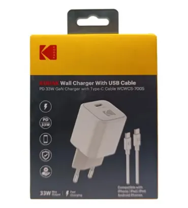 تصویر  شارژر دیواری 33W کداک مدل WCWCS-7005 به همراه کابل USB-C به USB-C