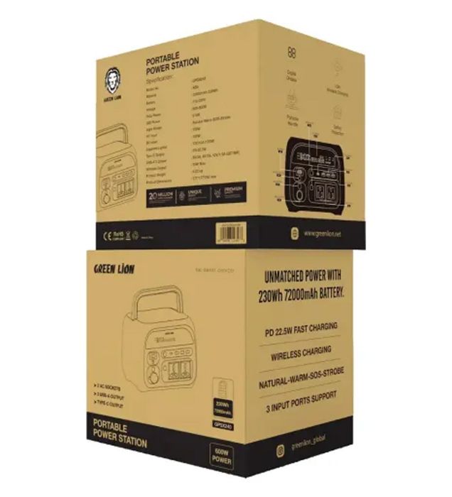 تصویر  پاوربانک 600W گرین لاین مدل Portable Power Station ظرفیت 72000 میلی آمپر ساعت