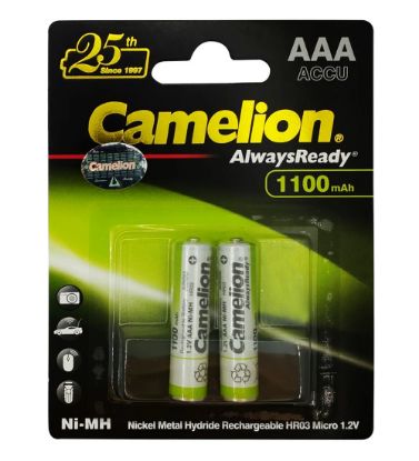 تصویر  باتری نیم قلمی قابل شارژ 1100 میلی آمپر ساعت کملیون مدل ACCU-1100mAh بسته دو عددی