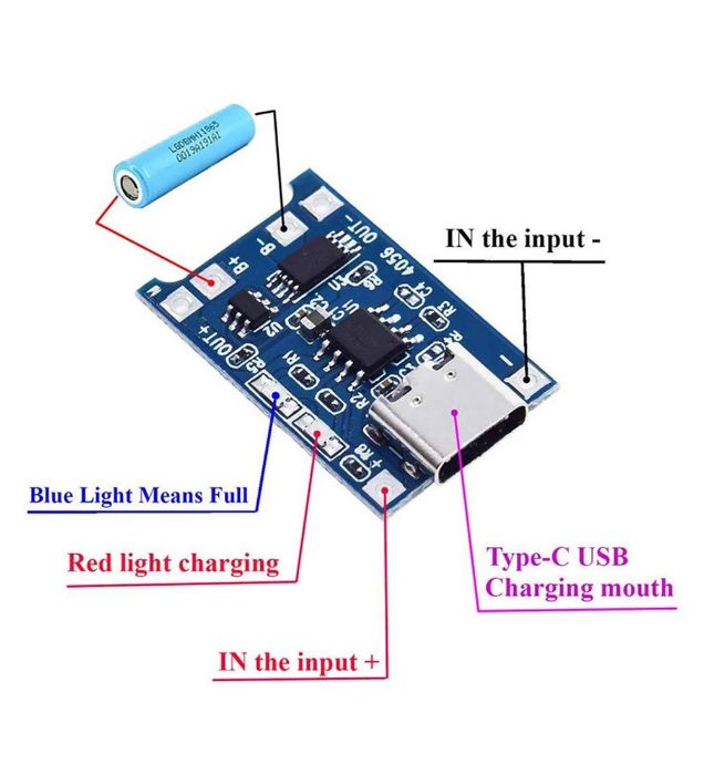 تصویر  ماژول شارژر باتری مدل TP4056-TYPEC بسته 10 عددی