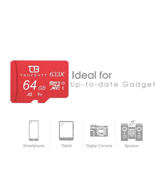 تصویر  کارت حافظه میکرو اس دی تروبایت مدل 633X-A2-V30 به همراه کارت خوان ظرفیت 64 گیگابایت