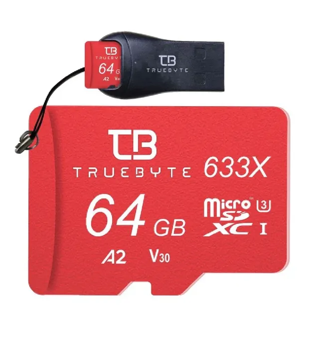 تصویر  کارت حافظه میکرو اس دی تروبایت مدل 633X-A2-V30 به همراه کارت خوان ظرفیت 64 گیگابایت