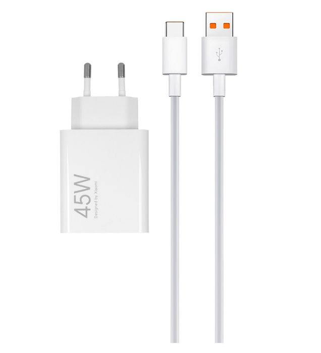 تصویر  شارژر دیواری 45W سرکارتنی فست تک پورت شیائومی مدل MDY-17-EF به همراه کابل Type-C
