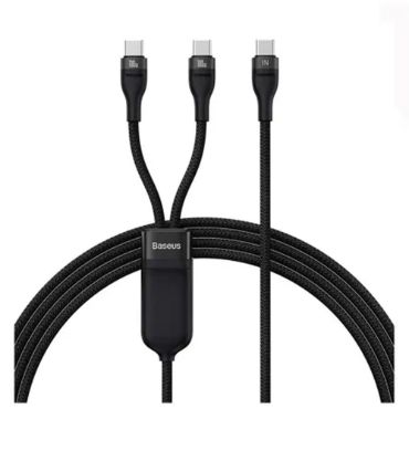 کابل شارژ یک به دو USB-C به USB-C باسئوس مدل Baseus Flash Series Ⅱ One-for-Two Fast Charging Cable Type-C to C+C 100W طول 1.5 متر