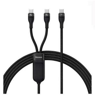 تصویر  کابل شارژ یک به دو USB-C به USB-C باسئوس مدل Baseus Flash Series Ⅱ One-for-Two Fast Charging Cable Type-C to C+C 100W طول 1.5 متر