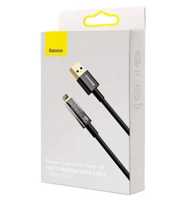 تصویر  کابل شارژ 20W فست یو اس بی به لایتنینگ باسئوس مدل Explorer Series Auto Power-Off طول 2 متر