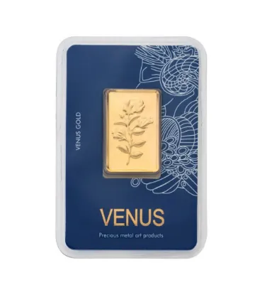 تصویر  شمش طلا 18 عیار 20 گرم ونوس مدل گل رز
