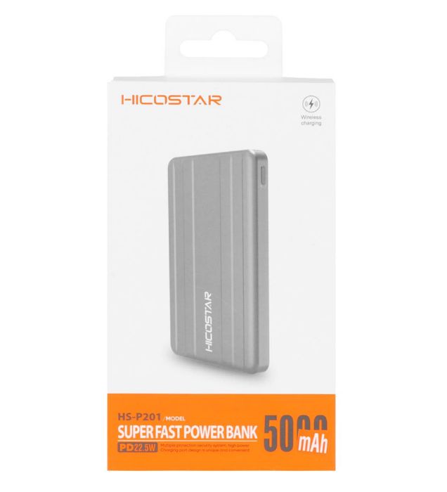 تصویر  پاوربانک 22.5W هیکو استار مدل HS-P201 ظرفیت 5000 میلی آمپر ساعت تصویر  پاوربانک 22.5W هیکو استار مدل HS-P201 ظرفیت 5000 میلی آمپر ساعت