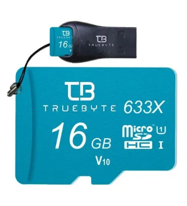 تصویر  کارت حافظه میکرو اس دی تروبایت مدل 633X MicroSD HC V10 Class 10 UHS-I U1 W/A به همراه کارت خوان ظرفیت 16 گیگابایت