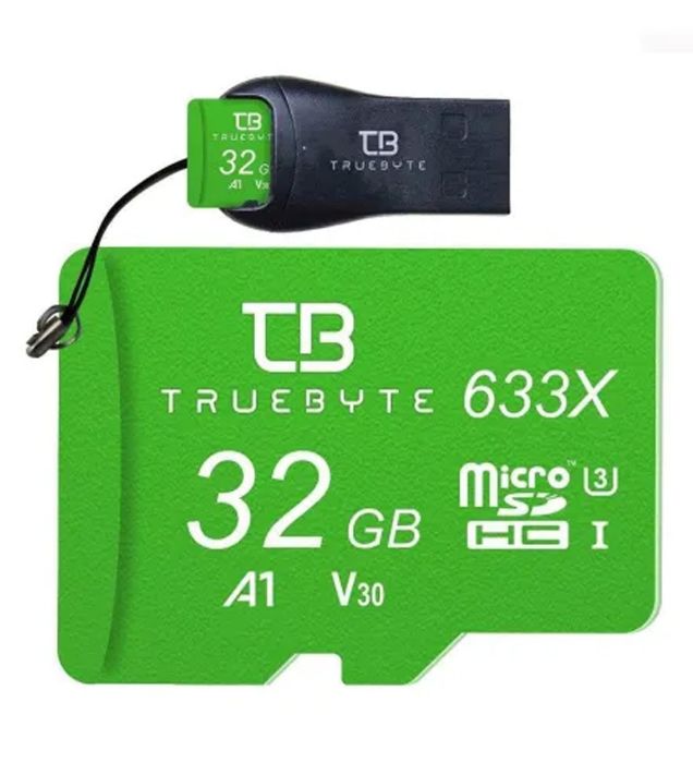 تصویر  کارت حافظه میکرو اس دی تروبایت مدل 633X MicroSD HC V30 A1 Class 10 UHS-I U3 4K به همراه کارت خوان ظرفیت 32 گیگابایت