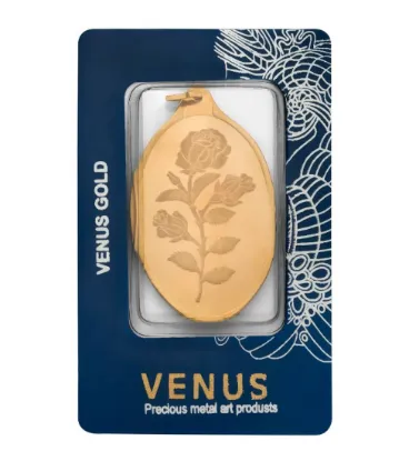تصویر  پلاک طلا 18 عیار 1.5 گرم ونوس طرح گل رز